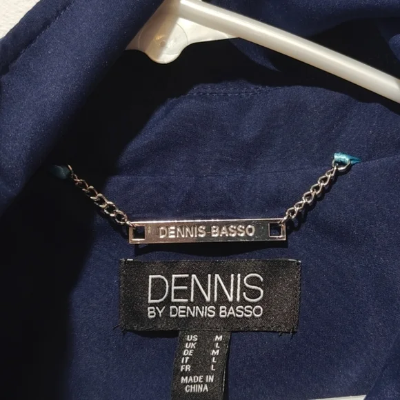 Y2K Dennis By Dennis Basso Embroidered Jacket Medium Navy Peacoat Cherry Blossom - Picture 6 of 9